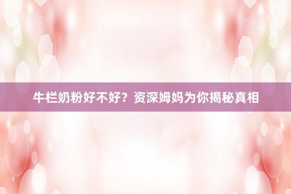 牛栏奶粉好不好？资深姆妈为你揭秘真相